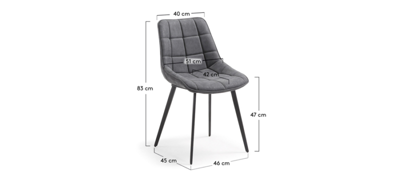 Dimensions of grey chair.
