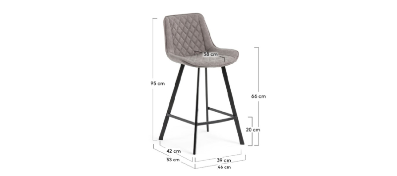 Dimensions of brown bar stool.