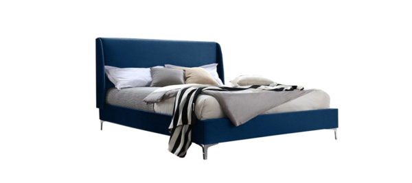 Blue velvet bed for your bedroom.