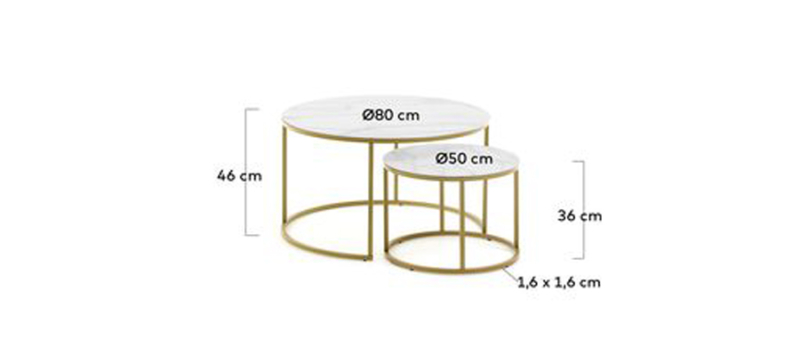 Dimensions of white marble site tables.