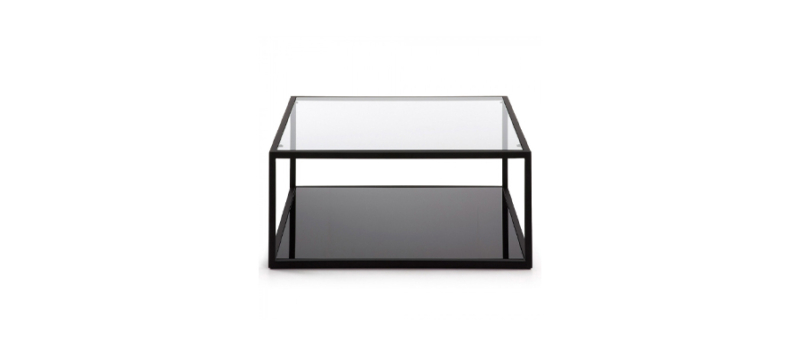 Front view of black coffee table.