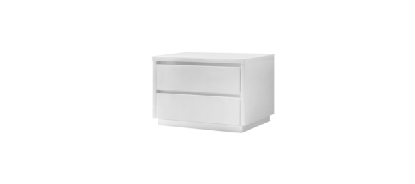 White glossy 2 drawer dupen side table.