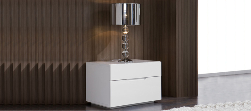 White side table by dupen in the living room.