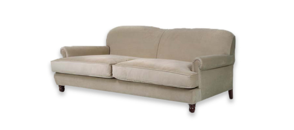 Elegant white velvet sofa for living room.