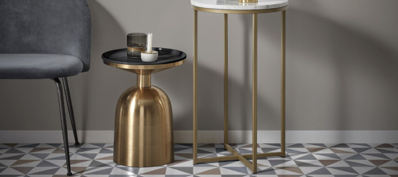 Gold side tables.
