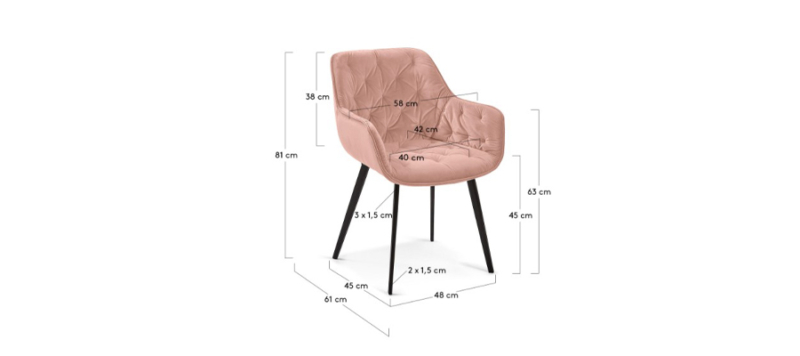 Pink velvet dining chair dimensions.