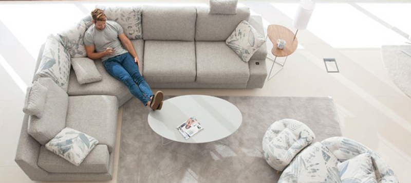 Fama grey sofa in a living room.