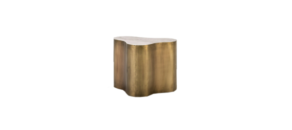 ART DECO SIDE TABLE 65 GOLD METAL AND WHITE MARBLE