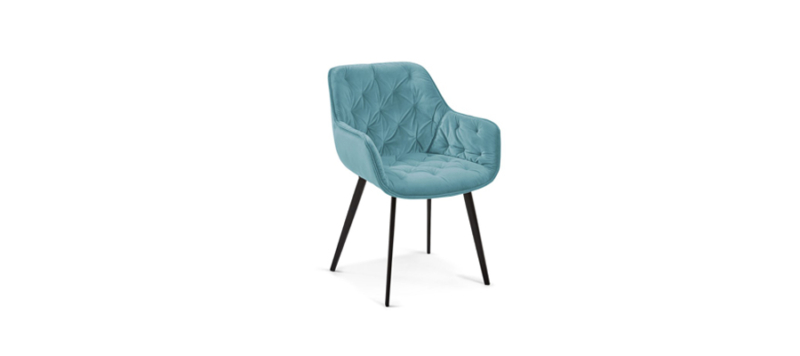 Turquoise velvet dining chair.