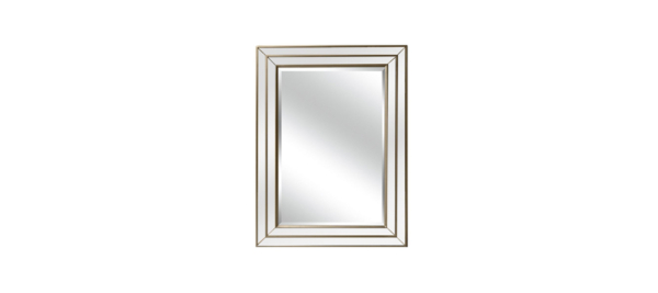 White gold details wooden glass mirror