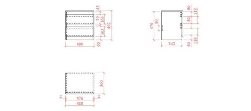 Dimensions of side night table.