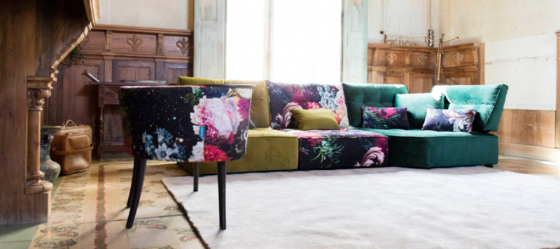 Colourful sofa.