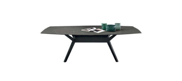 Black marble top and base dining table..