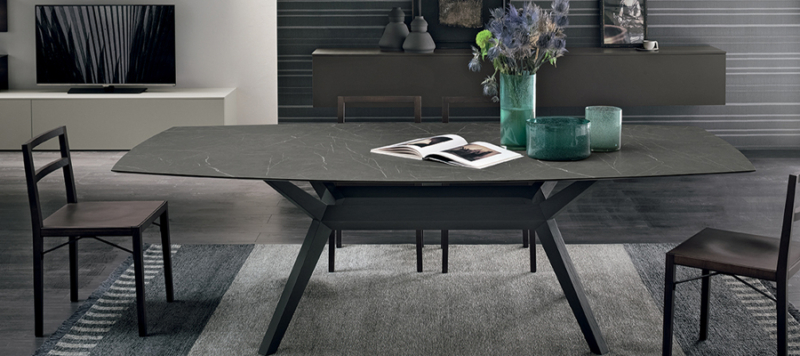 Tomasella's brand black dining table.