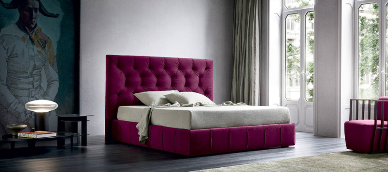 Felis pink quality brand bed in bedroom.