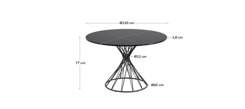 Dimensions of dining table.