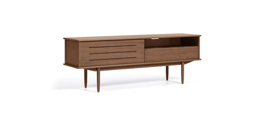 Carolin Walnute Wood Tv Stand 